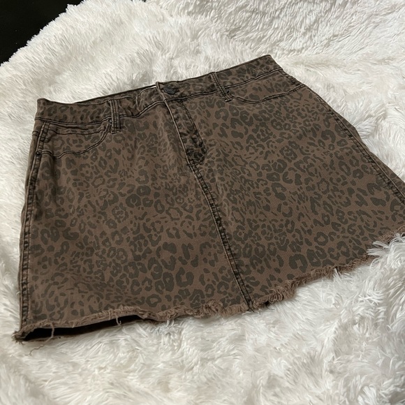 Mudd Skirt 13 juniors Fall leopard print denim cotton stretch large 🌻 - Picture 6 of 7